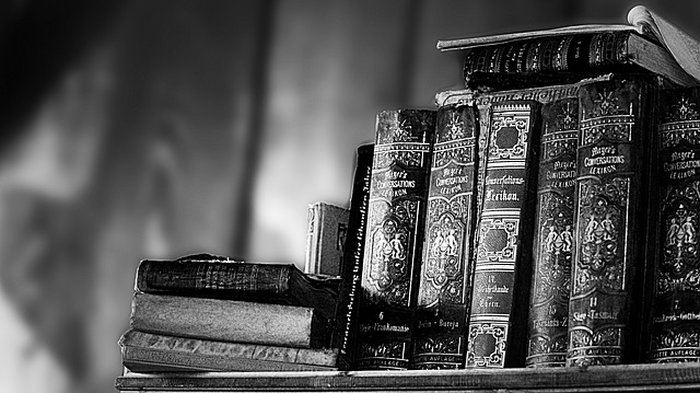 row of old books