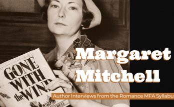 Margaret Mitchell holding a copy of her book and looking directly at you....