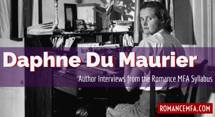 Header shoes Daphne Du Maurier at her writing desk